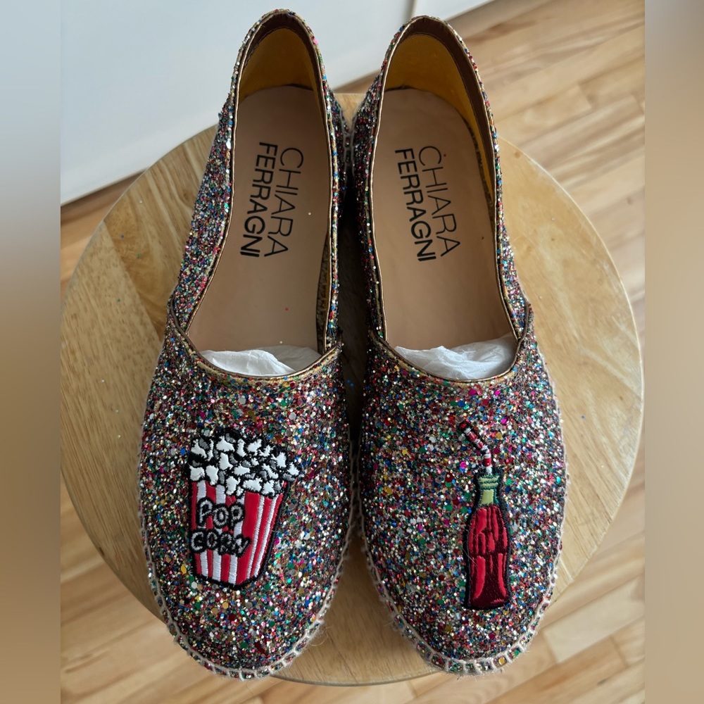 Chiara Ferragni Glitter Espadrille Size EU 39 - Picture 3 of 9